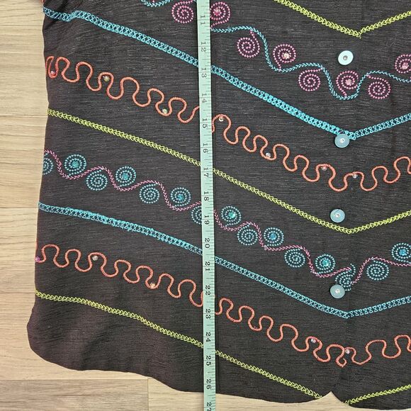 Silk Land Womens Black 100% Silk Colorful Artsy Blazer Jacket 20W - Picture 8 of 10